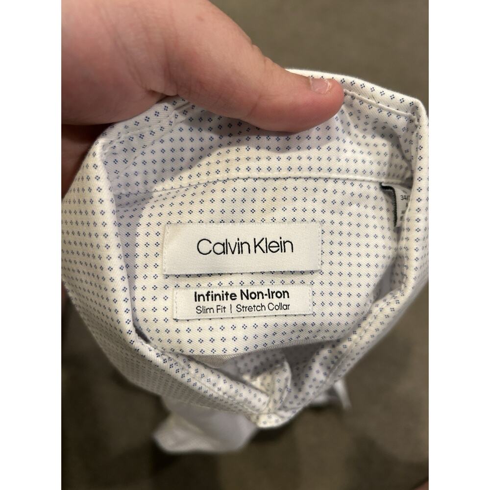 Calvin Klein‎ Mens 15 34/35 Infinite Non-Iron Slim Fit Blue Collar Shirt - Picture 3 of 4
